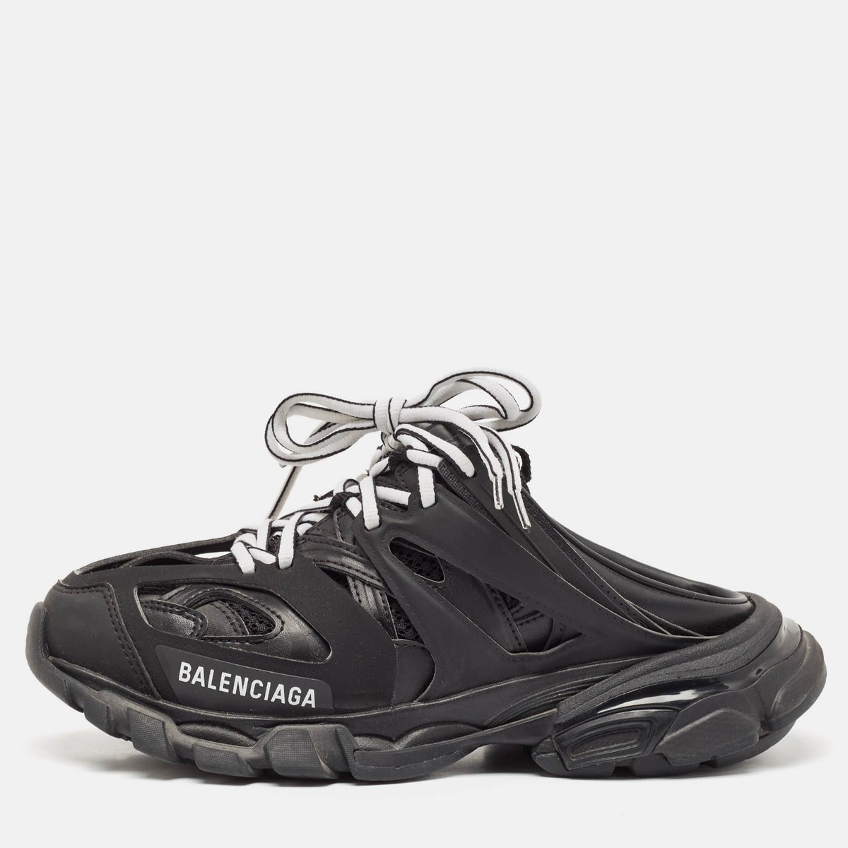 Balenciaga Black Faux Leather Track Mule Sneakers Size 37 | eBay