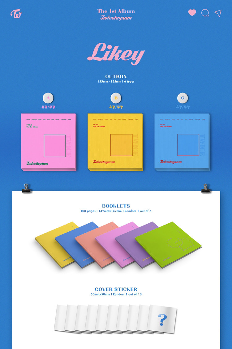 TWICE [TWICETAGRAM] 1st Album CD+Photo Book+Sticker+3 Card+GIFT