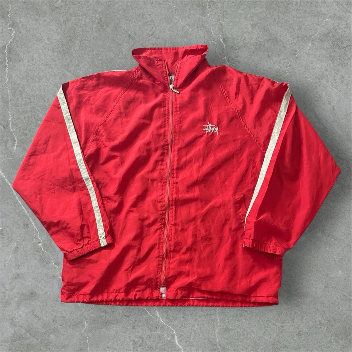 Vintage 1990s Stüssy Red Windbreaker Jacket USA Made Medium | eBay
