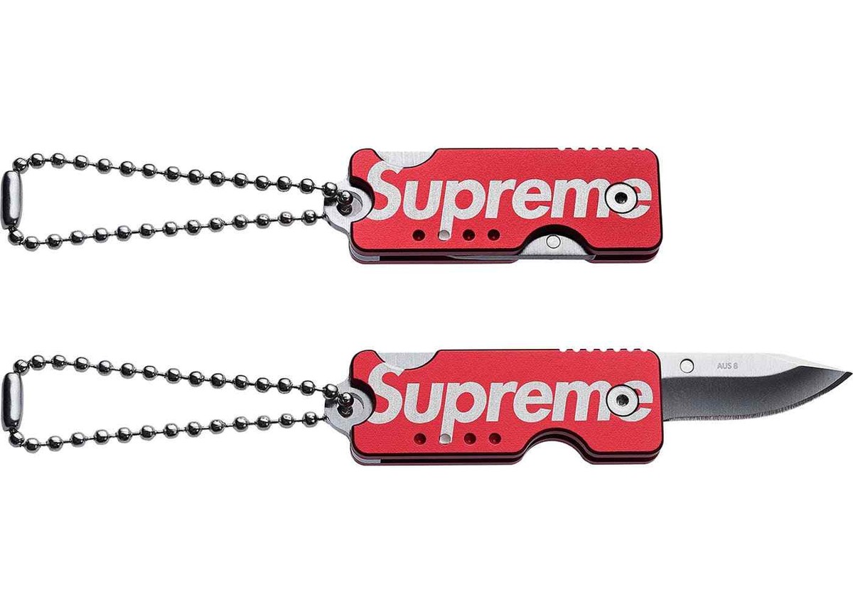 NEW NIB SUPREME QUIET CARRY KNIFE FW17 RED BOX LOGO BOGO SEALED IN