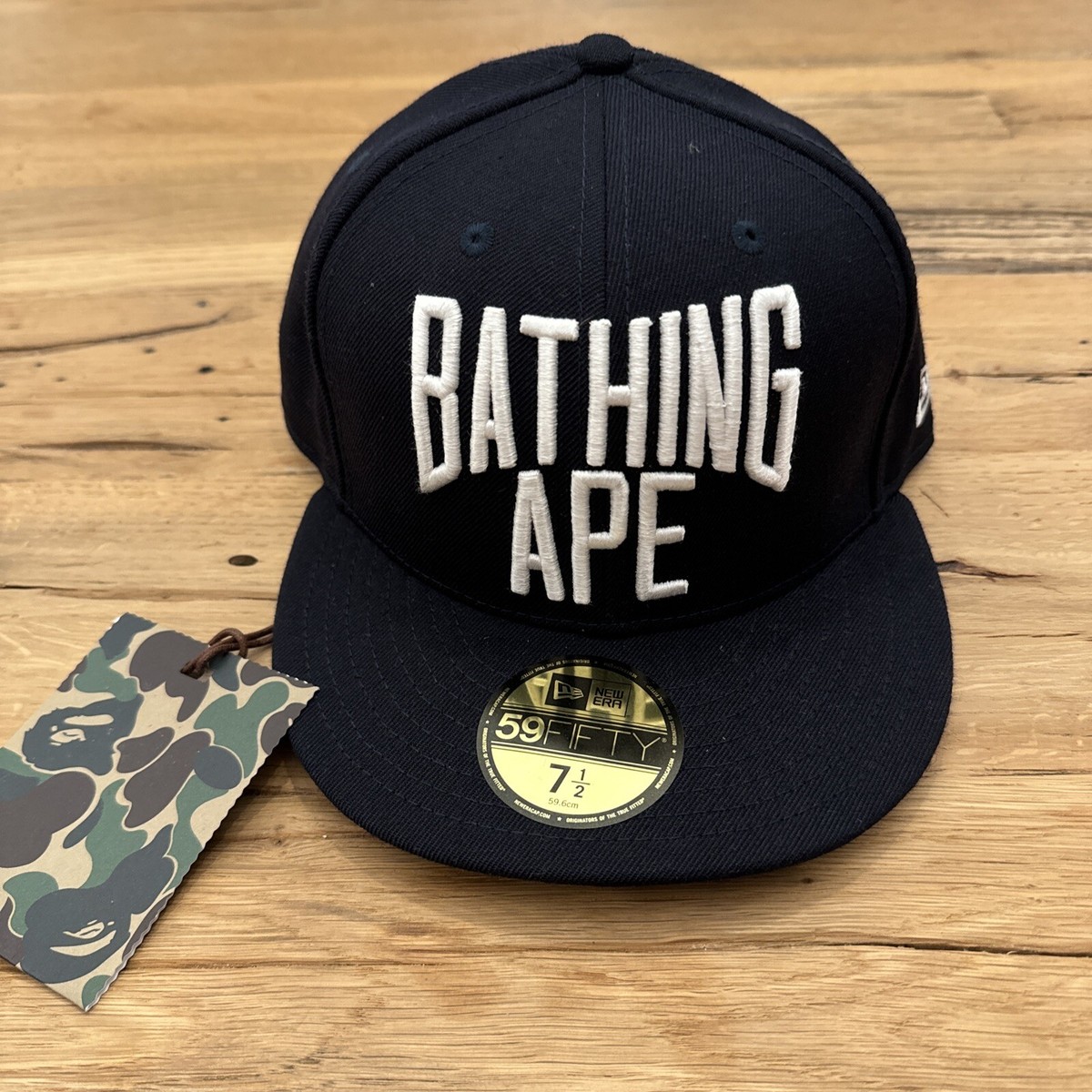 A BATHING APE NYC LOGO NEW ERA CAP Navy wool Men's Baseball Hat