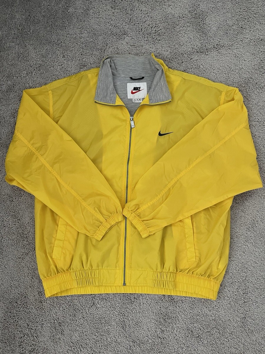Vintage 90s Nike Full Zip Yellow Windbreaker Jacket Men's XL | eBay