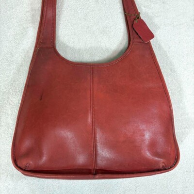 Vintage Old Coach Ergo Shopper Red Bag 1990s Rare Shoulder Tote