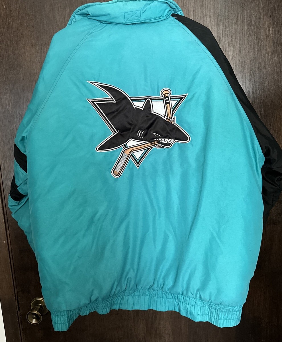 Vintage LOGO 7 San Jose Sharks PUFFER Jacket Men Size Extra Large