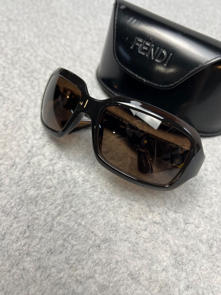 y2k 90s Fendi Sunglasses Womens Brown Round Oversized Brown Lenses