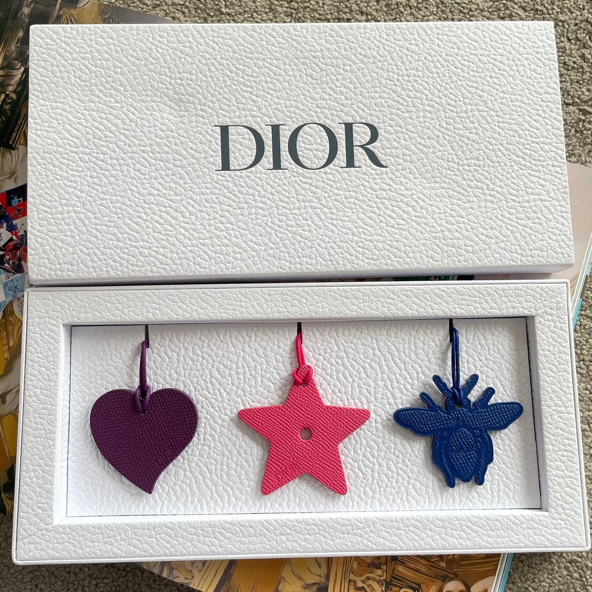 Brand New Authentic Dior Leather Bag Charm Purse Charm Sets