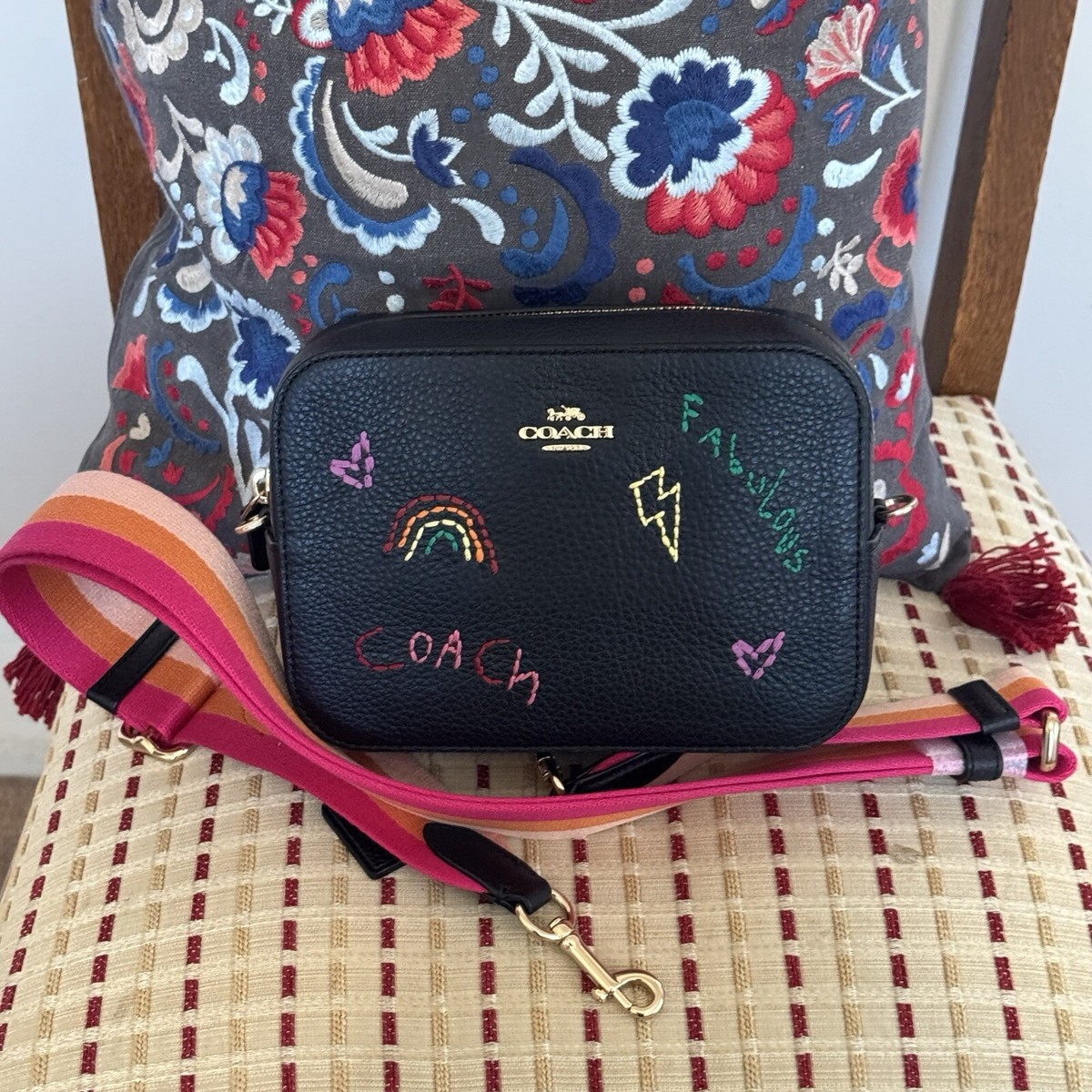 Coach C8274 Mini Camera Bag with Diary Embroidery Black/Gold