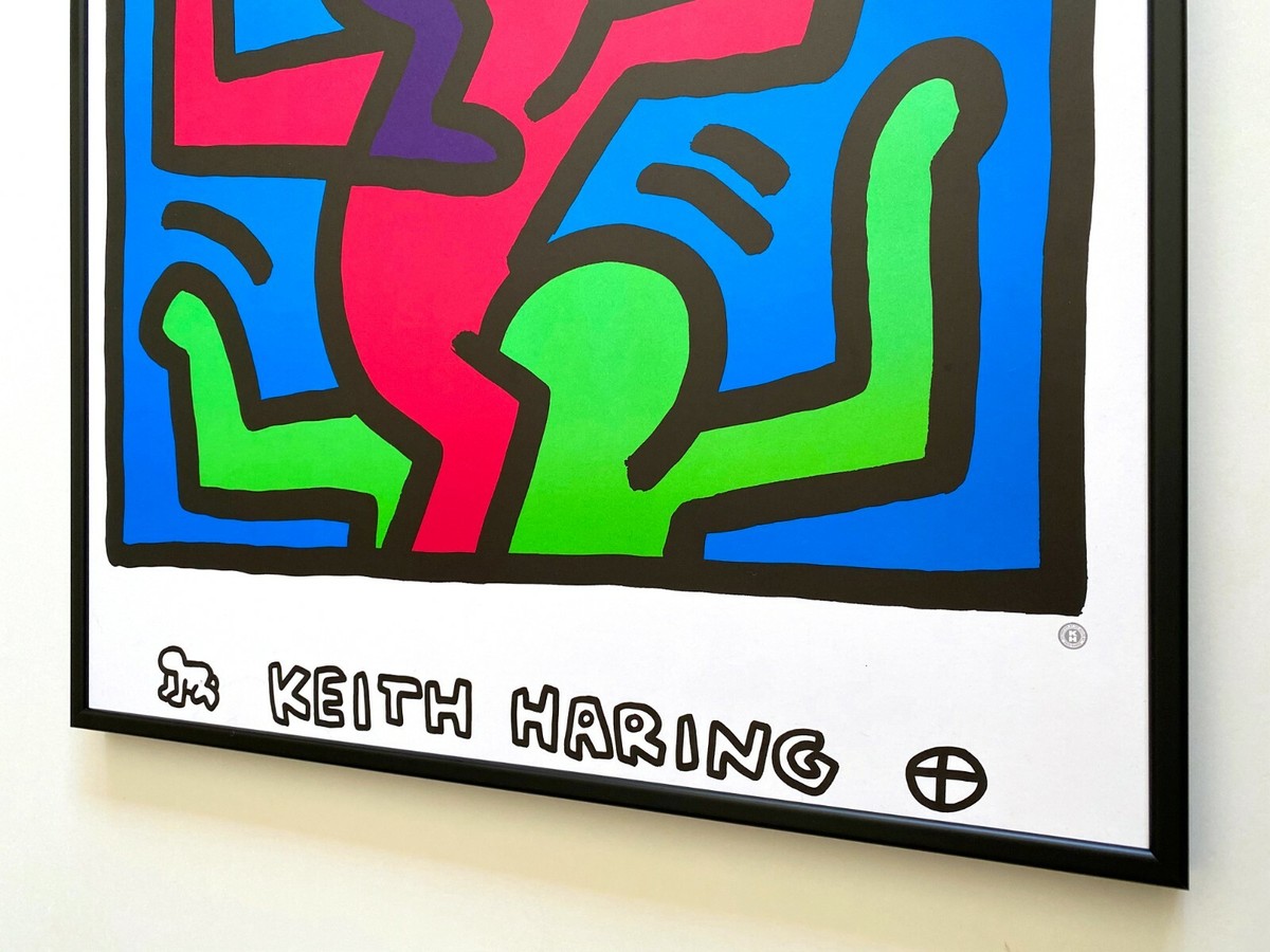 KEITH HARING ESTATE RARE 1992 LITHO PRINT FRAMED POP ART POSTER 