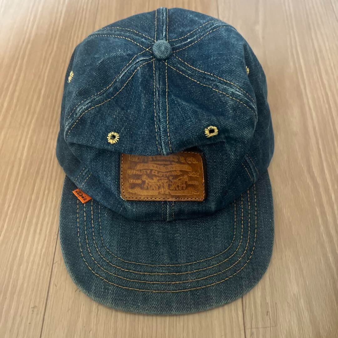 Vintage Levis Hat Denim 70s Leather Patch Cap Adjustable Orange | eBay