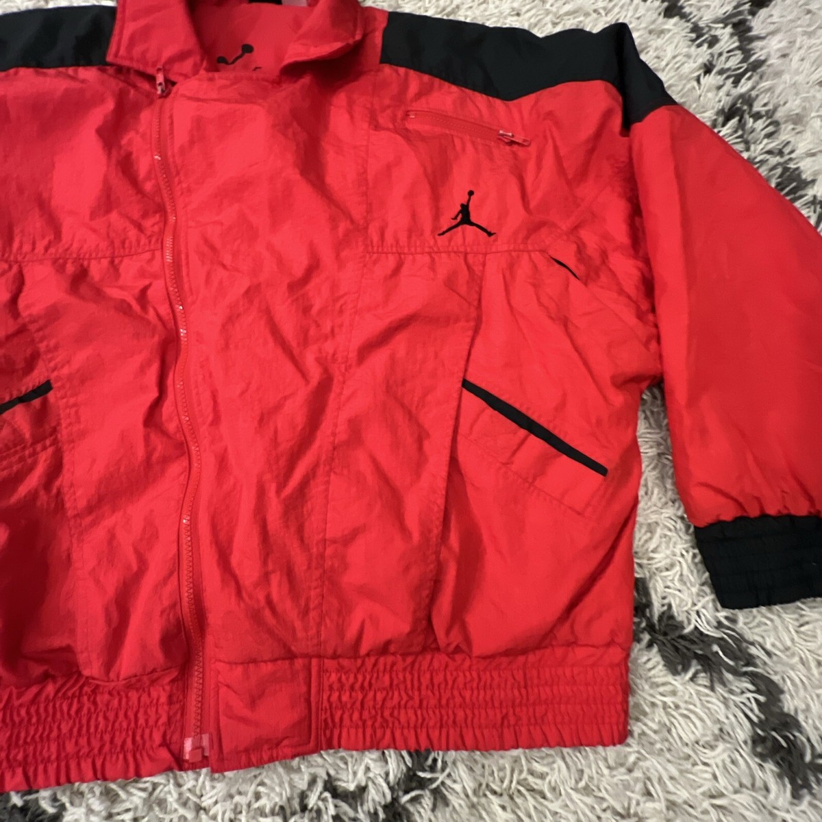 RARE Vintage 90's Nike Air Jordan Flight Puffer Jacket Red Black