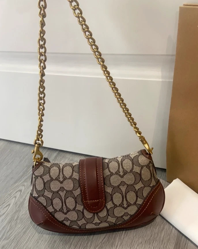 COACH CAN45 Soho Bag 25 In Signature Jacquard Oak Maple Brass