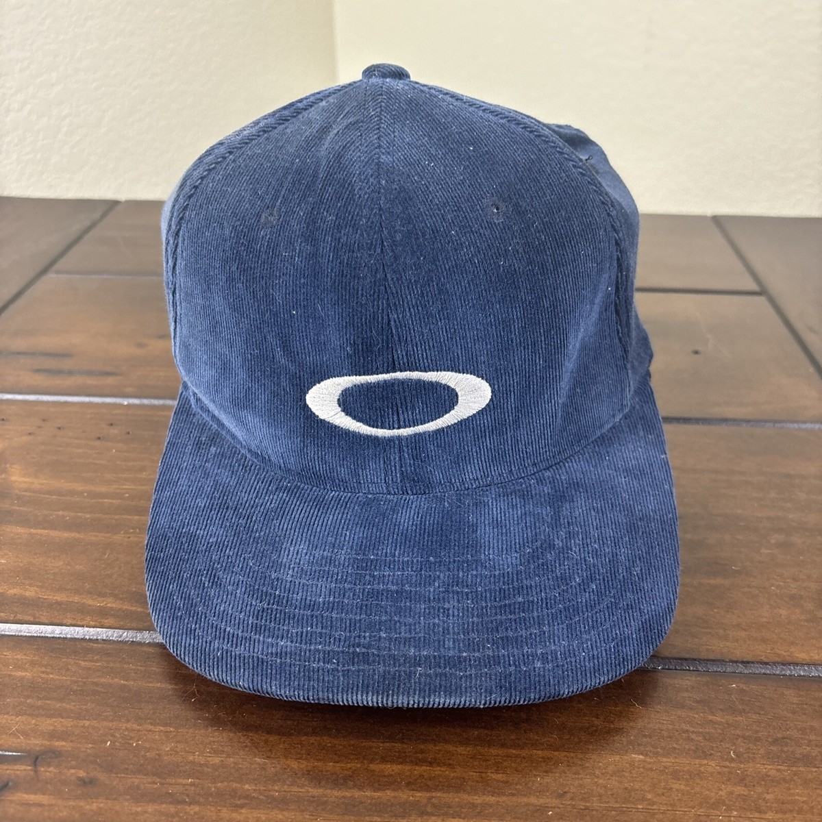 Vintage Oakley Software Corduroy Fitted Hat Cap Navy Blue Small