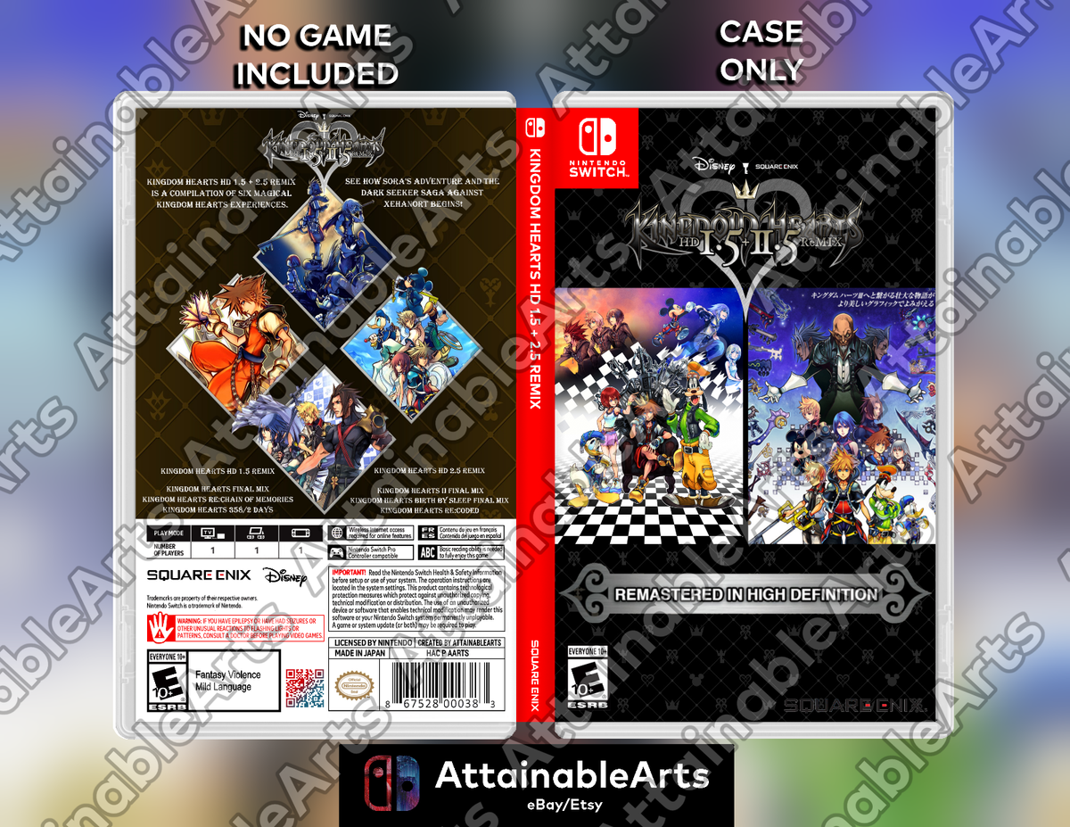 KINGDOM HEARTS HD 1.5+2.5 - Custom Game Case (Nintendo Switch