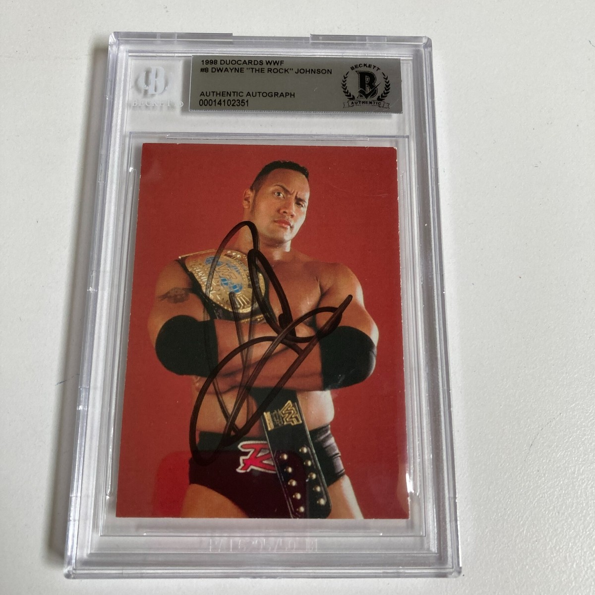 Dwayne Johnson The Rock Signed 1998 Duocards WWF Wrestling Card