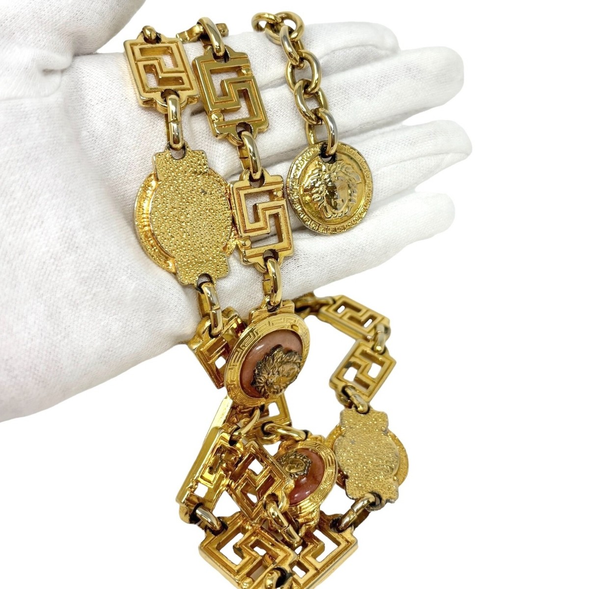 GIANNI VERSACE Vintage Medusa Logo Chain Belt Accessory Gold Metal