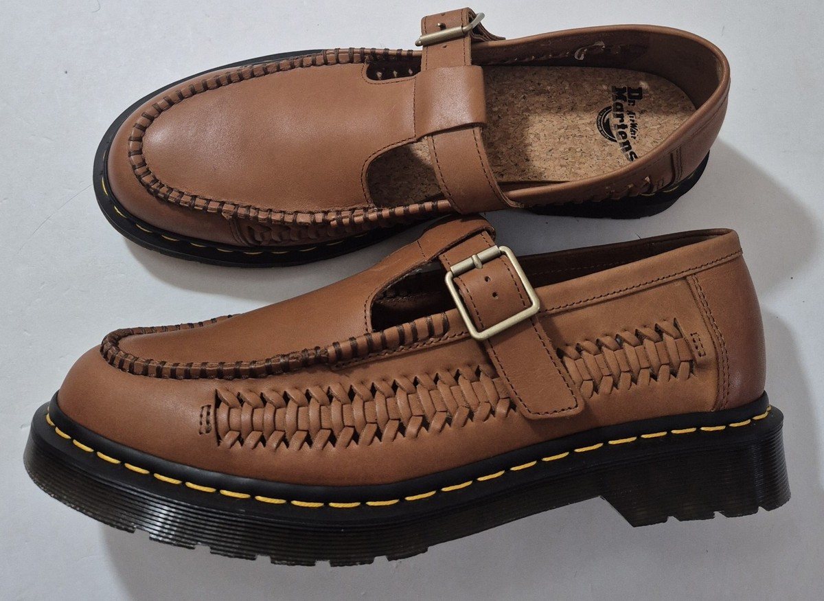 DR. MARTENS Adrian T-Bar Woven Leather Mary Jane Shoes Size 13