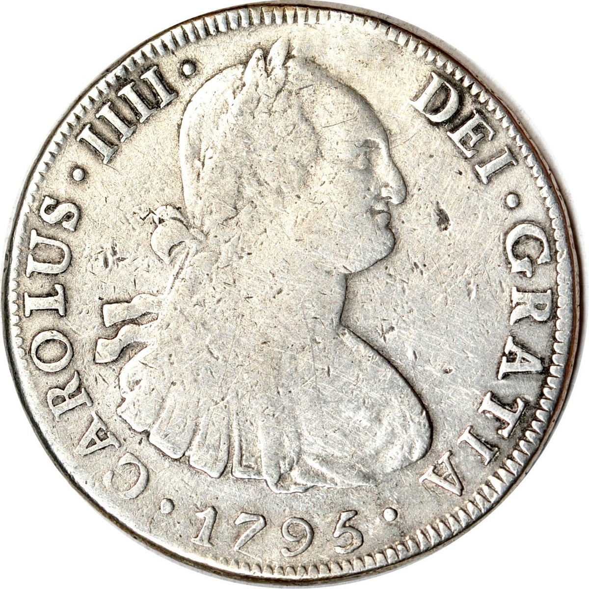 Bolivia, Potosi, Charles IV, 8 Reales, 1795 PTS PR, Fine, repaired