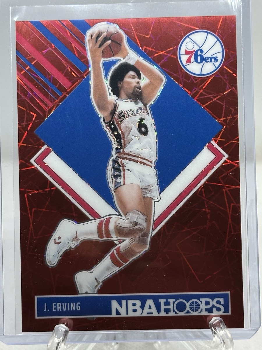 2024-25 NBA Hoops Julius Erving Tribute #300 Red Lazer Prizm 76ers