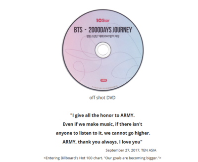 BTS 2000 DAYS JOURNEY 10Star Special Edition + off shot DVD+Gift+