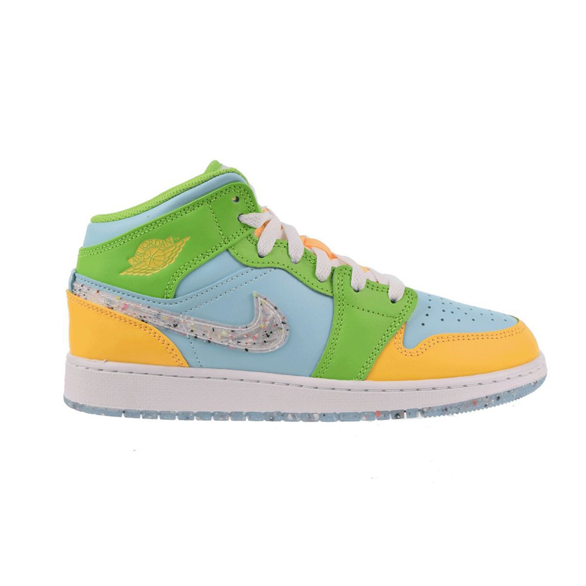 Air Jordan 1 Mid SE (GS) Big Kids' Shoes Glacier Ice-Citron-Green