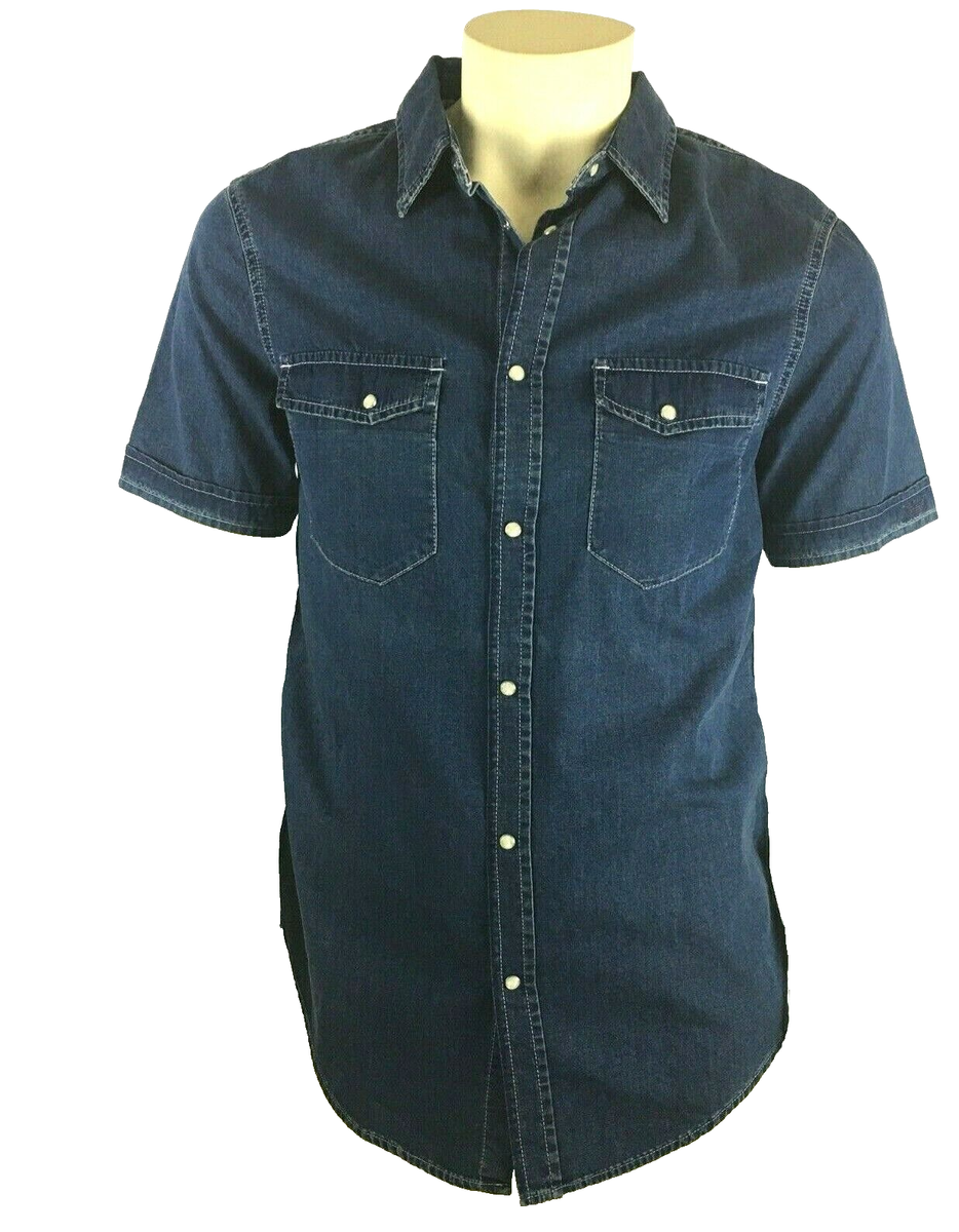 Armani AJ Jeans Italy Men's Denim Shirt Snap Closure Size S Retail