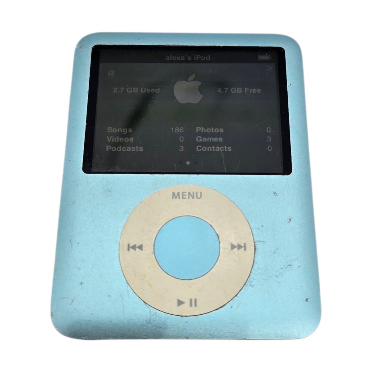 Apple iPod Nano 3rd Generation A1236 Light Blue 8GB Tested Works