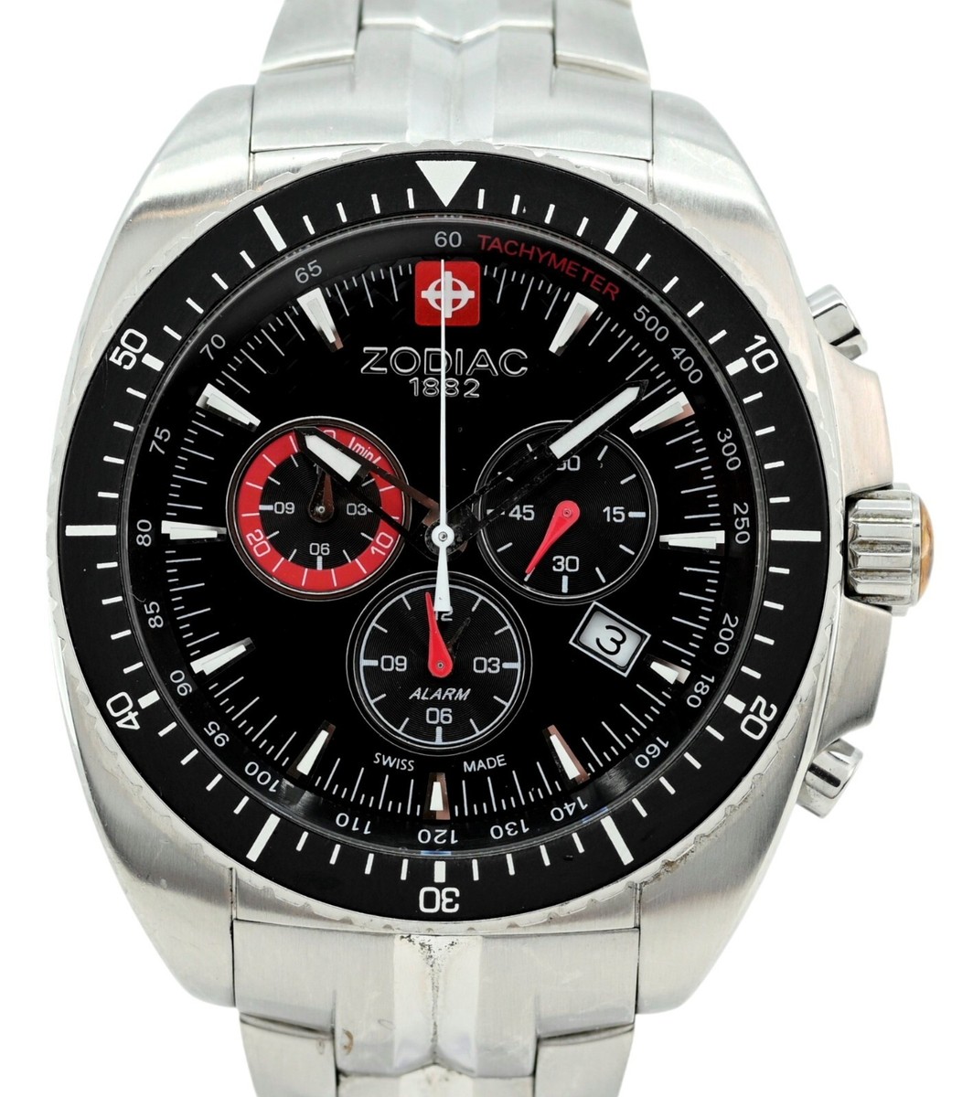 Men's 44mm Zodiac Speed Dragon Alarm Swiss Quartz Chrono Watch