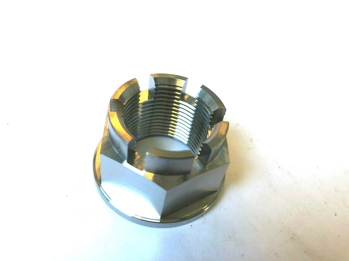 KAWASAKI ZX636R 2000-2025 REAR AXLE CASTLE FLANGED NUT TITANIUM