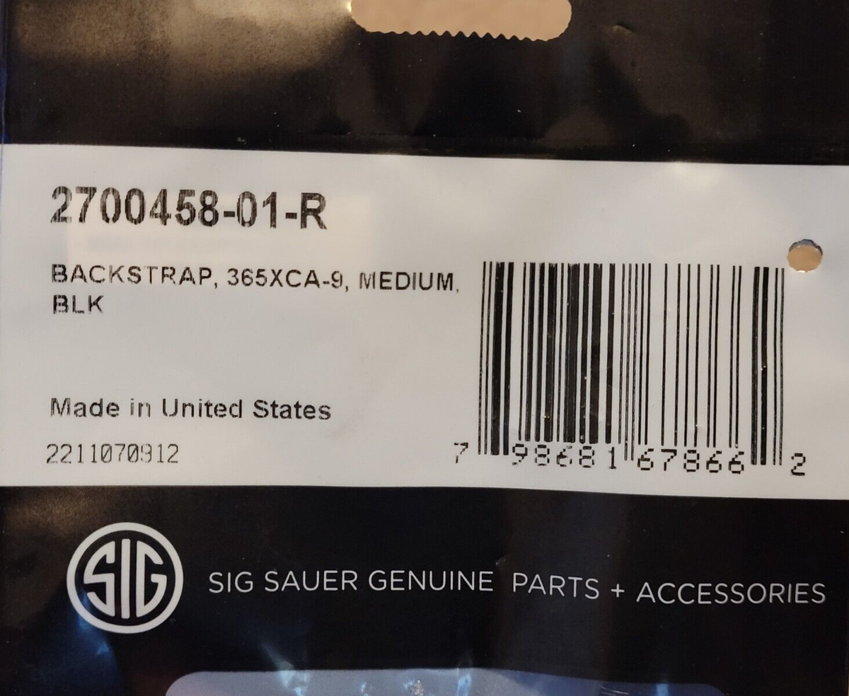 SIG SAUER X-Macro Backstrap Medium Black Replacement Grip Panel