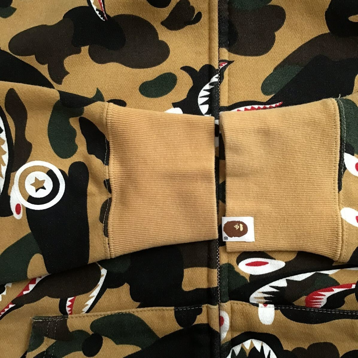 BAPE 1st camo yellow shark full zip hoodie A Bathing Ape Size L | eBay