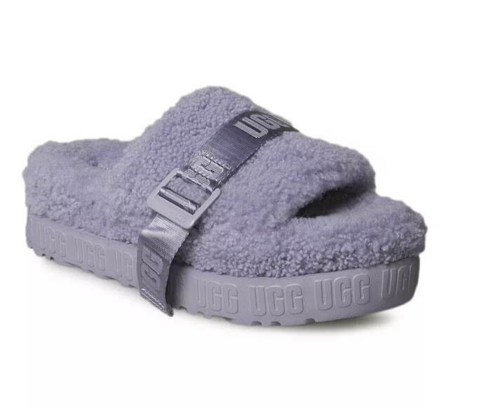 New Box Ugg Fluffita Slides Light Purple Shearling Platform