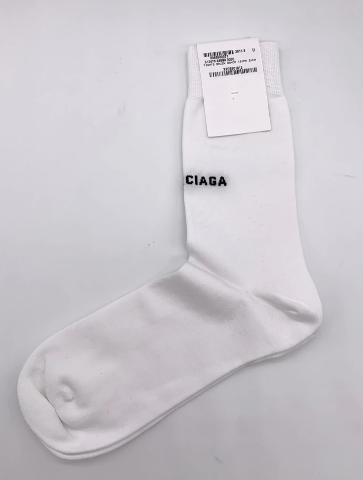 Balenciaga White logo Socks Cotton Size Medium (size 7-9) | eBay