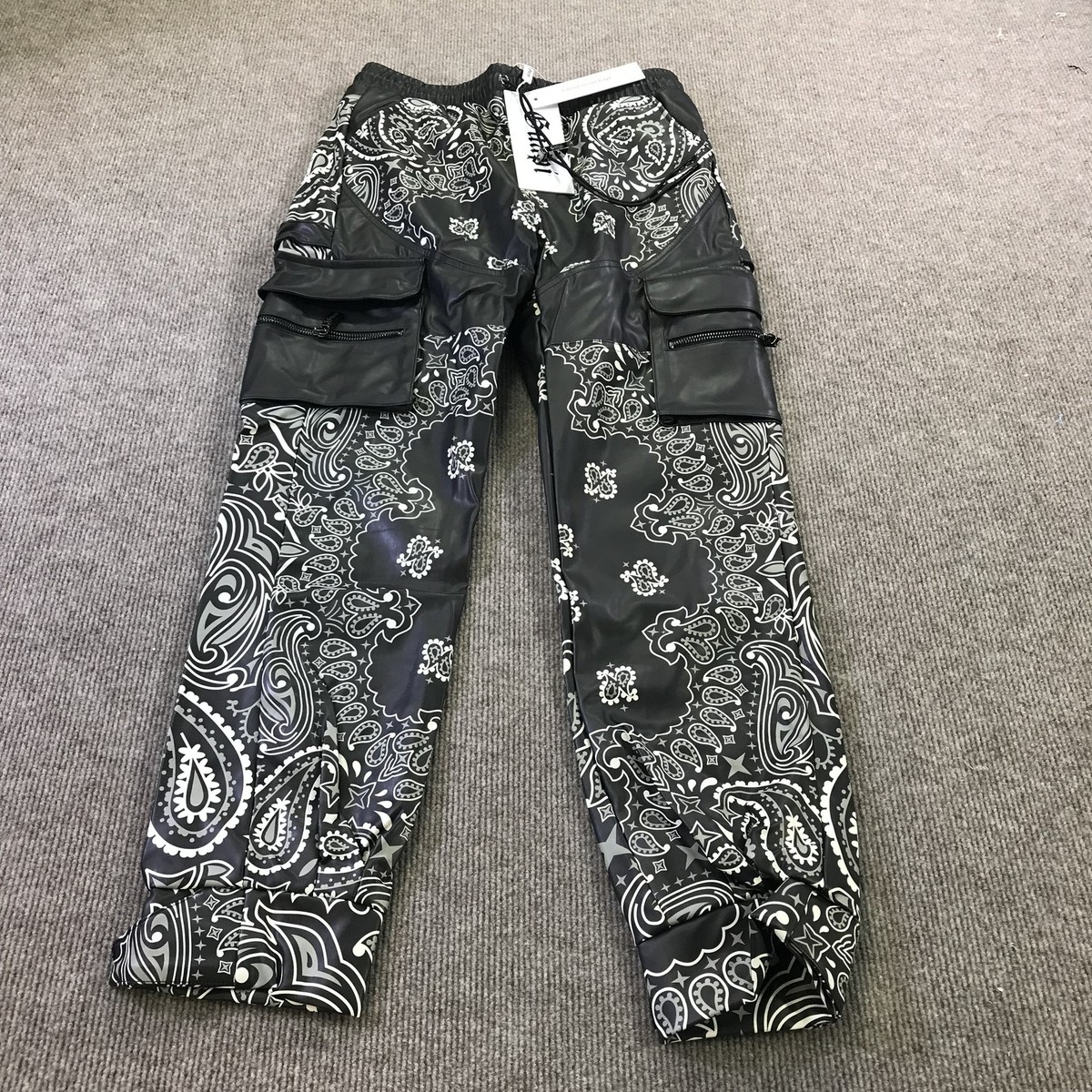 Guapi Pants Mens 32 Black White Bandana Cargo Streetwear Limited