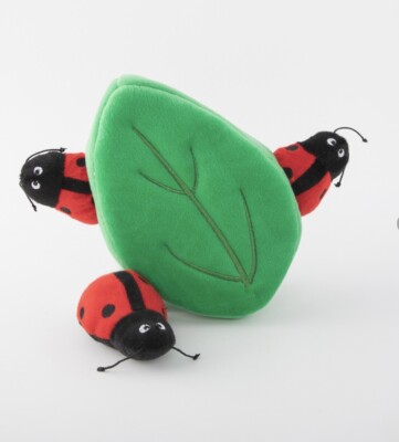 Dog Toy Interactive Puzzle Burrow Ladybugs in Leaf Squeaky
