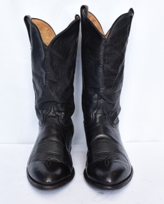 Tony Lama USA 6156 Western Cowboy Riding Biker Black Leather Boots