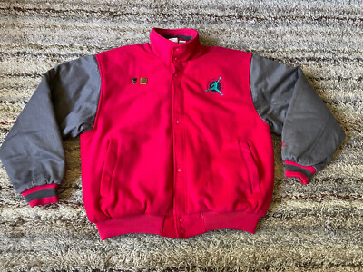 Vintage Nike Air Jordan 1991 Flight Club Wool Jacket Red Gray Mens