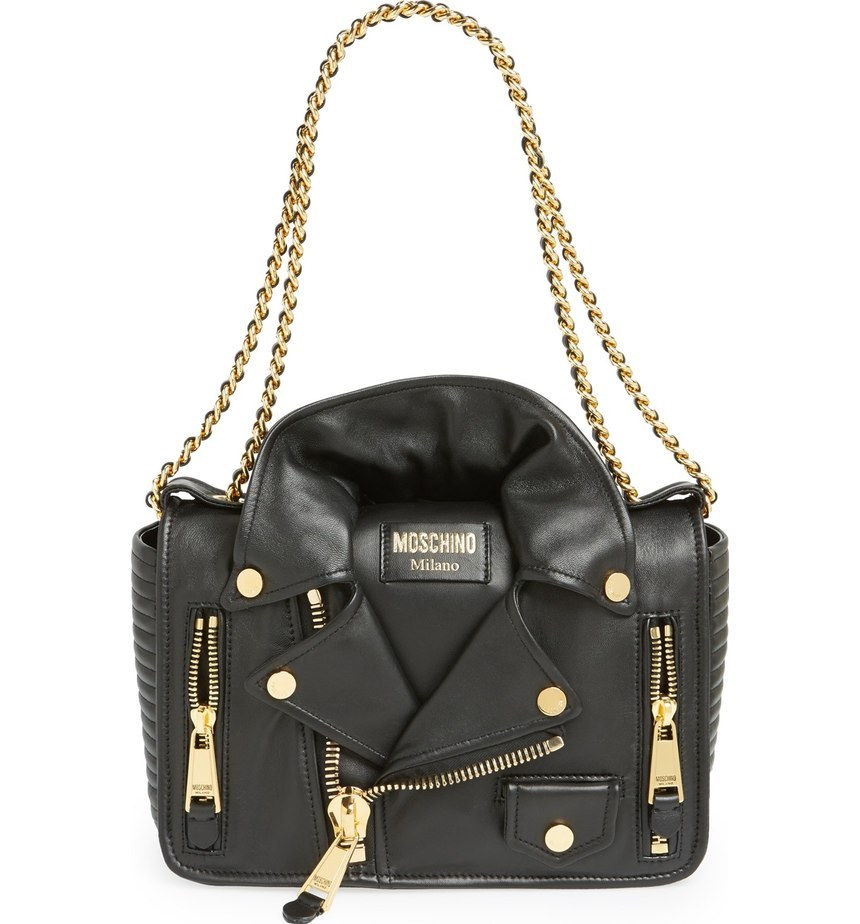 MOSCHINO (Jeremy Scott) Large Motorcycle Jacket Shoulder Bag in