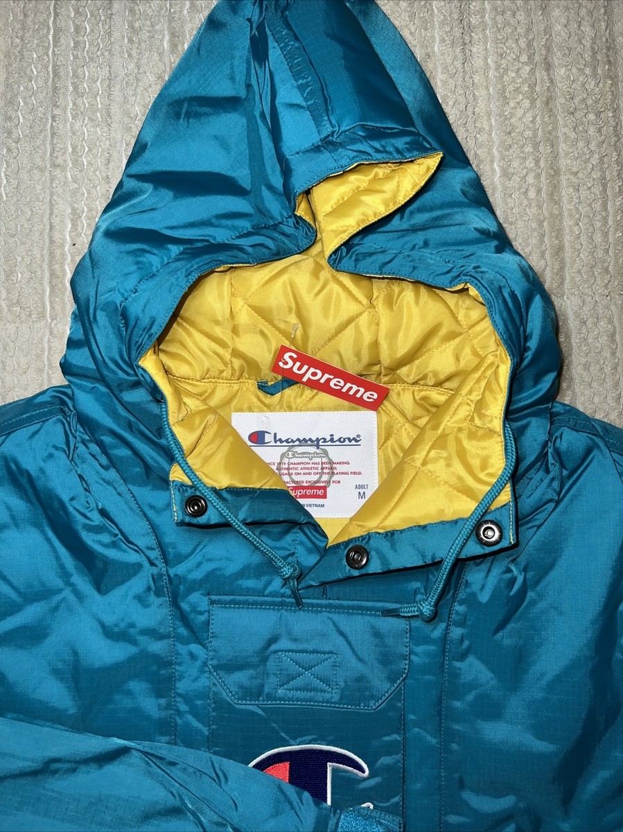 SS/18 SUPREME x CHAMPION PULLOVER PARKA JACKET TEAL SIZE MEDIUM | eBay