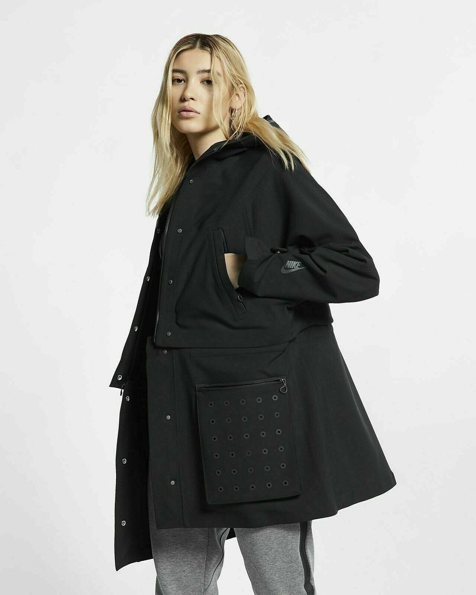 $400 NIKE NIKELAB 2 in 1 Crop JACKET RAIN Wind COAT BLACK AH7236