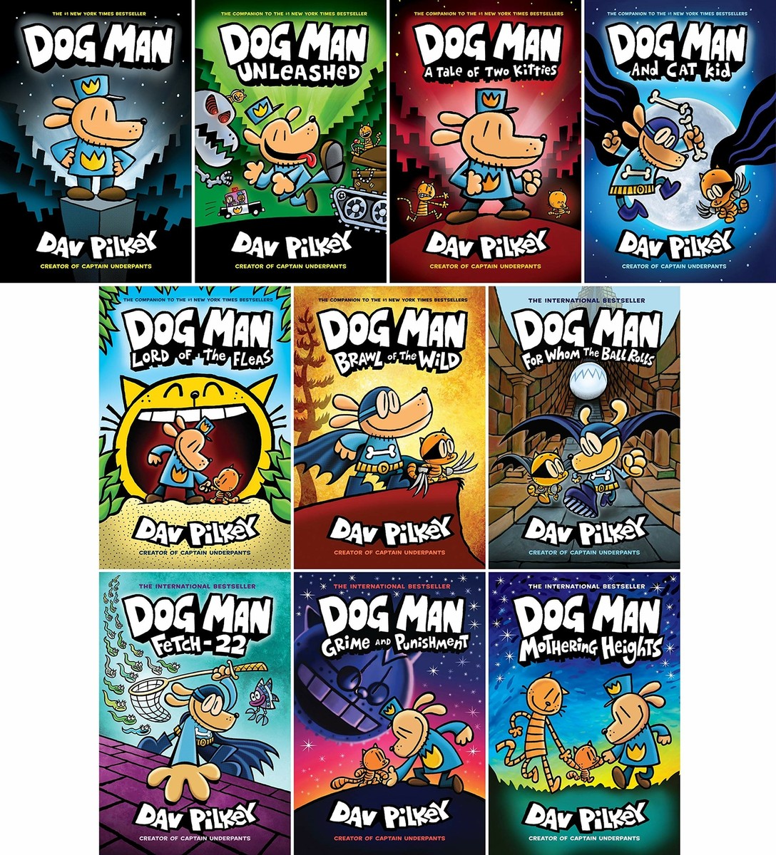 Dog Man Series 10 Books Collection Set By Dav Pilkey (Dog Man, Set