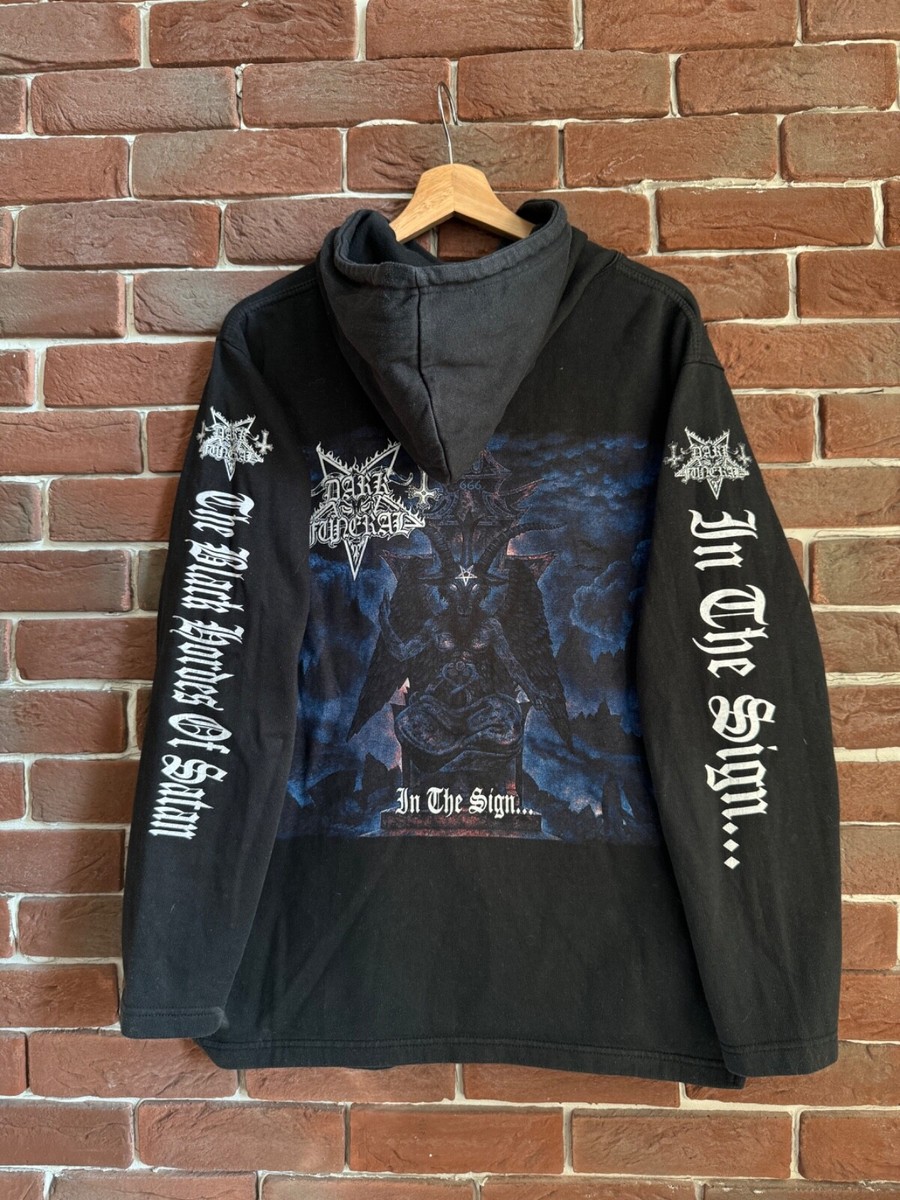 Rare Vintage 90s Dark Funeral Sign Black Metal Band Hoodie L | eBay
