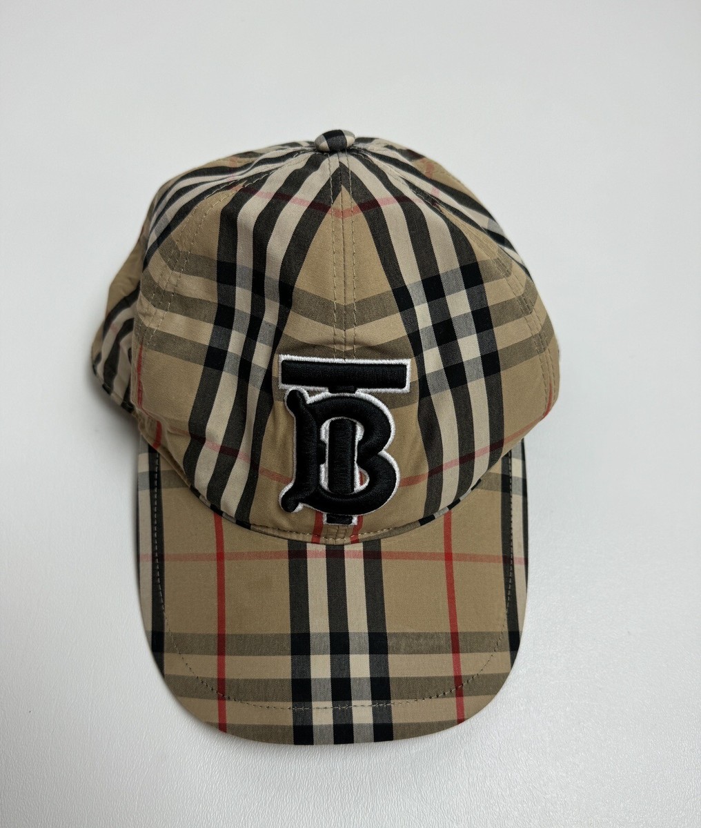 BURBERRY TB Monogram Vintage Check Baseball Cap Size M RETAIL $400