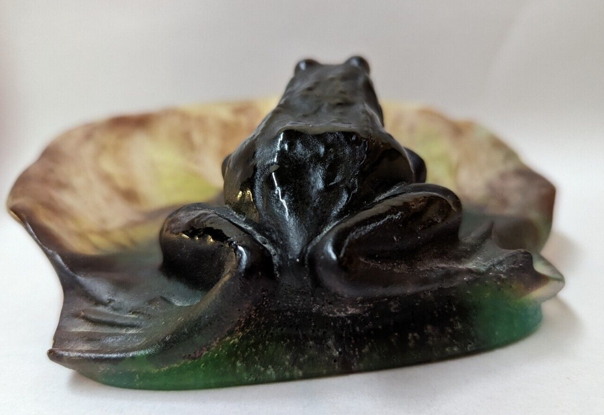Daum France Pate de Verre Large Frog on Lily Pad Signed 6.5” | eBay