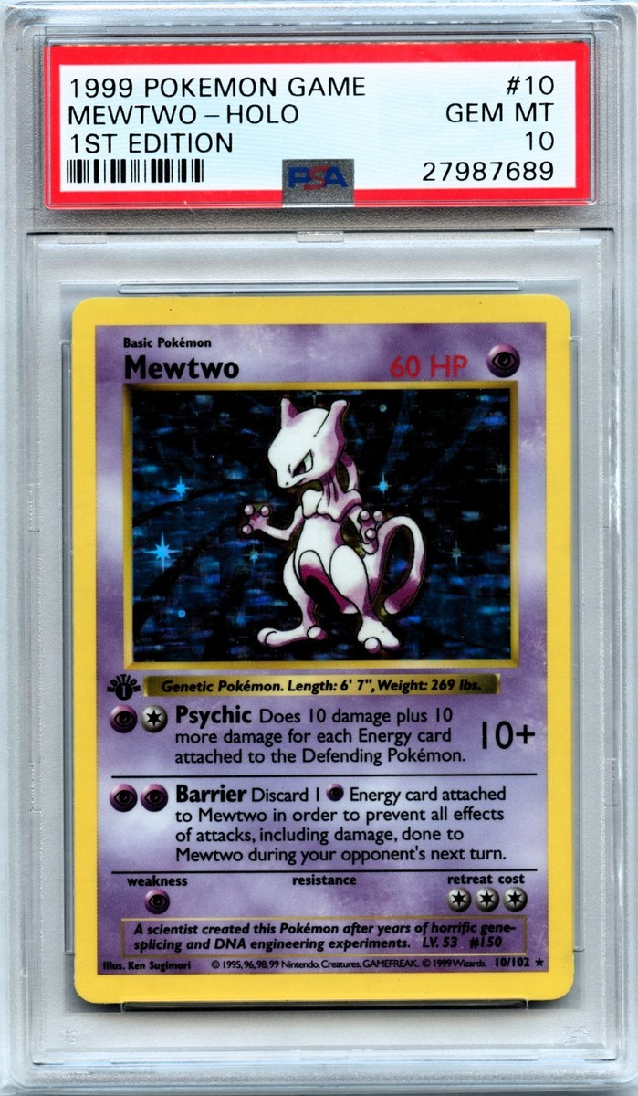 Pokemon PSA 10 Gem Mint 1st Edition Mewtwo Holo Rare 10/102 1st