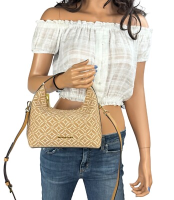 MICHAEL KORS EMBER SMALL SHOULDER CROSSBODY BAG JACQUARD MK LIGHT