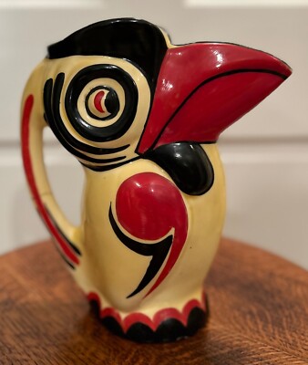 Rare 1930s Ditmar Urbach Erphila Czech Pottery Hand-Painted Toucan