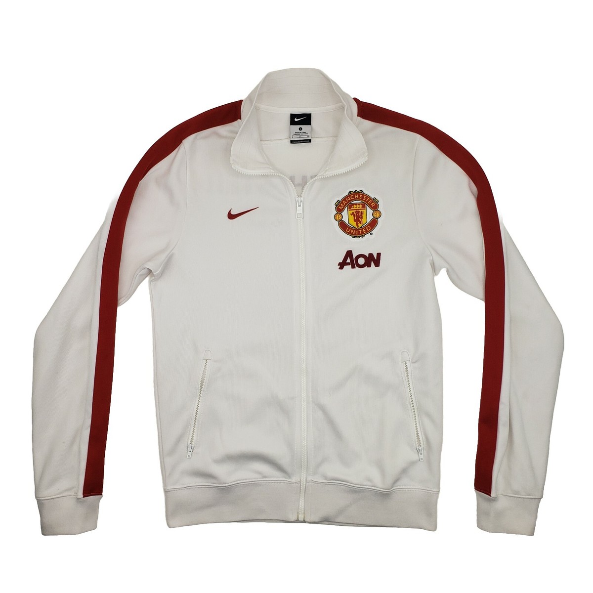 Nike Manchester United AON Track Jacket Small White Full Zip Red