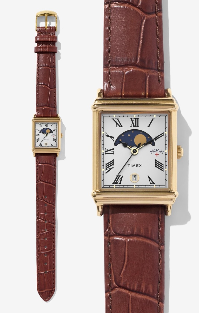 Noah x Timex Moon Phase Watch Tank Quartz Gold 2025 NEW! BROWN