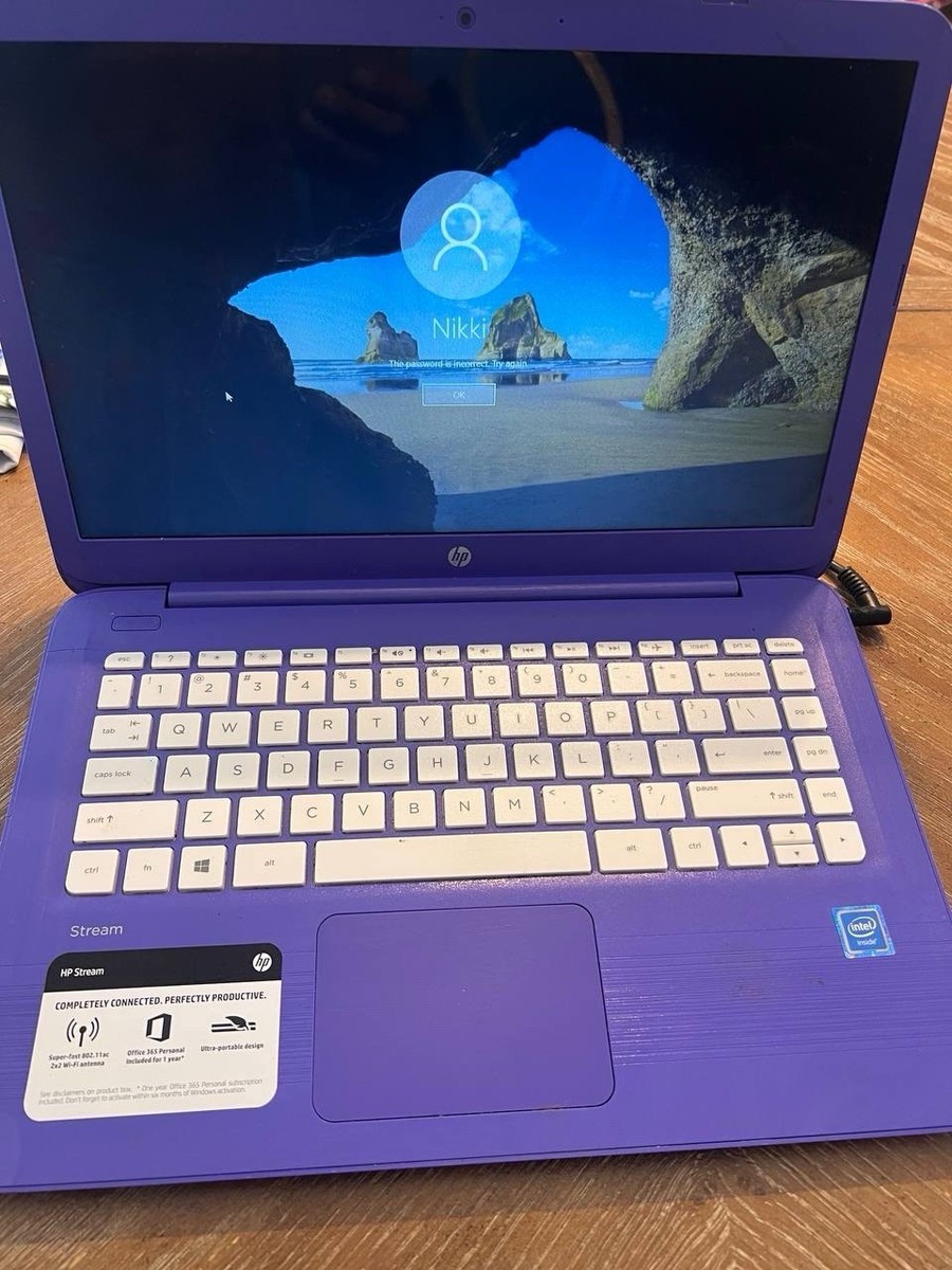 HP Stream Laptop Intel Celeron N3060 1.60GHz 4GB RAM Purple with