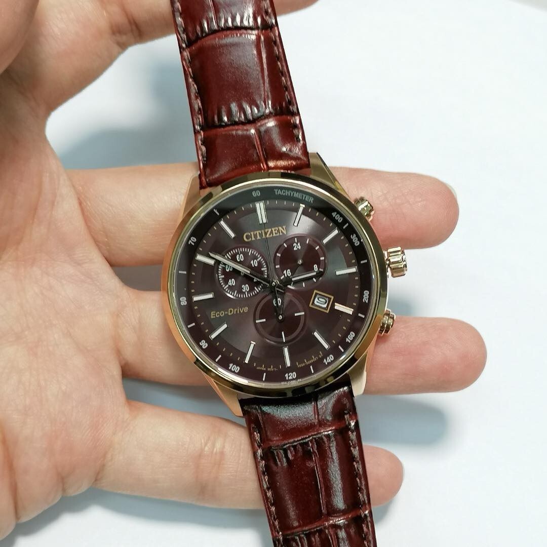 Citizen Eco-Drive AT2573-07X Chronograph Brown Analog Leather Rose